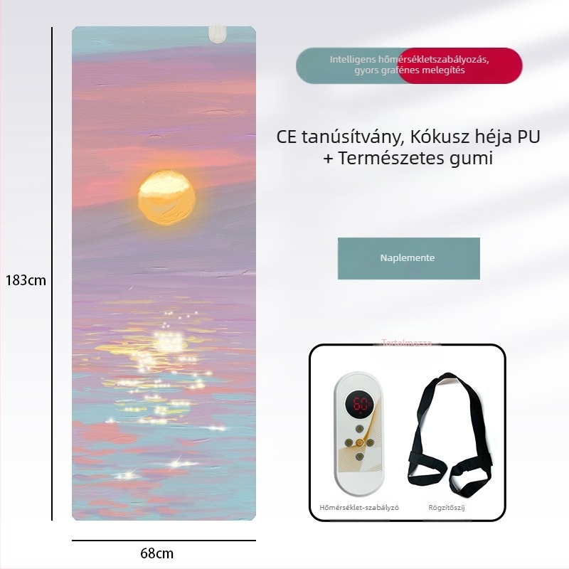 Grafén melegítő jóga matrac PU+gumiból, csúszásmentes, 5 mm, 3500 g