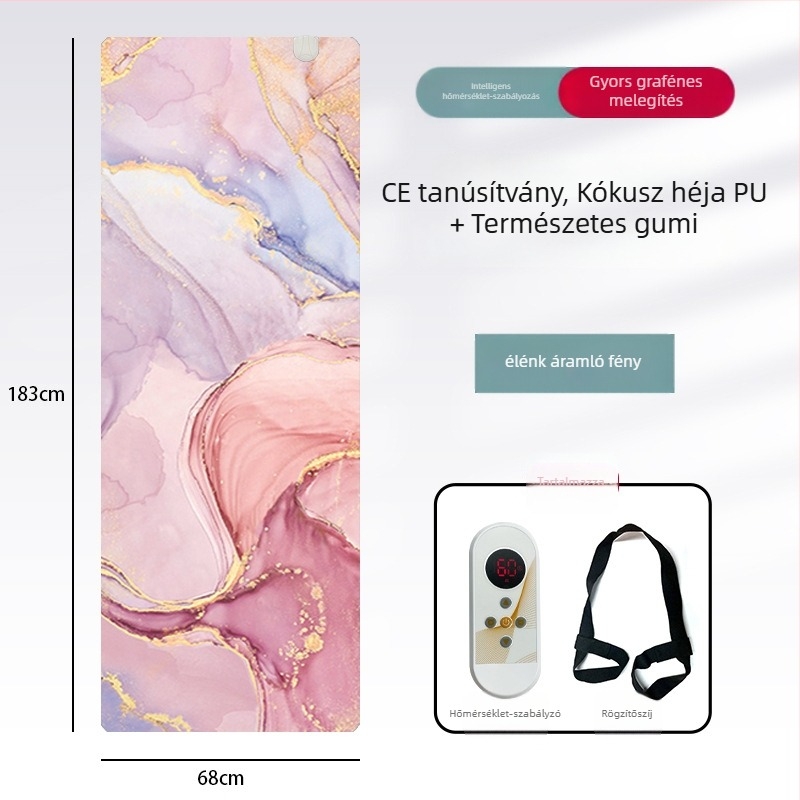 Grafén melegítő jóga matrac PU+gumiból, csúszásmentes, 5 mm, 3500 g