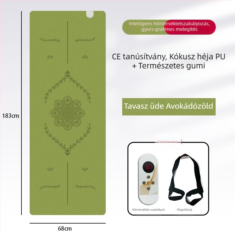 Grafén melegítő jóga matrac PU+gumiból, csúszásmentes, 5 mm, 3500 g