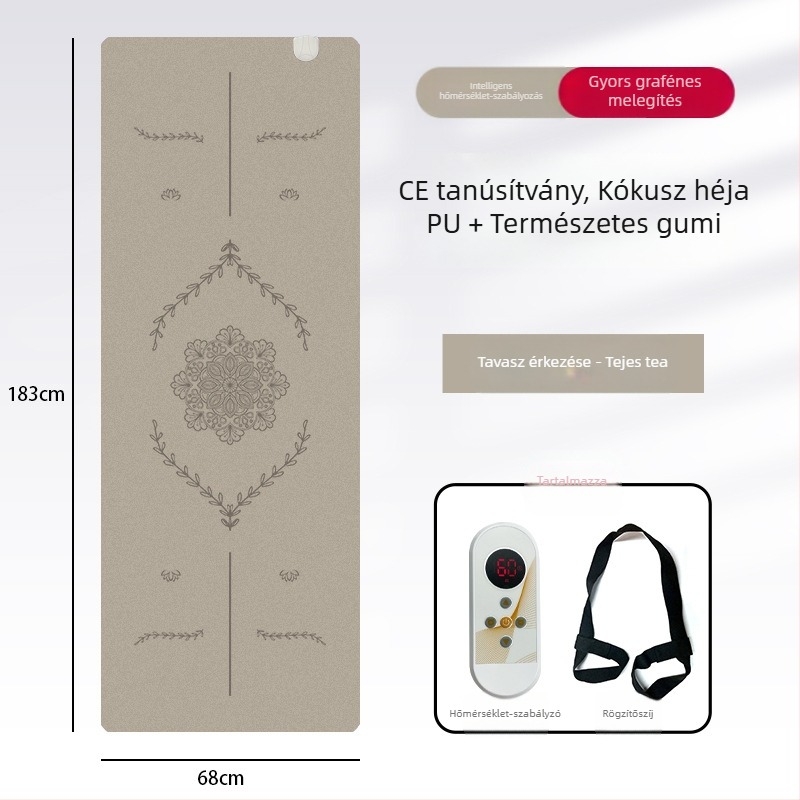 Grafén melegítő jóga matrac PU+gumiból, csúszásmentes, 5 mm, 3500 g