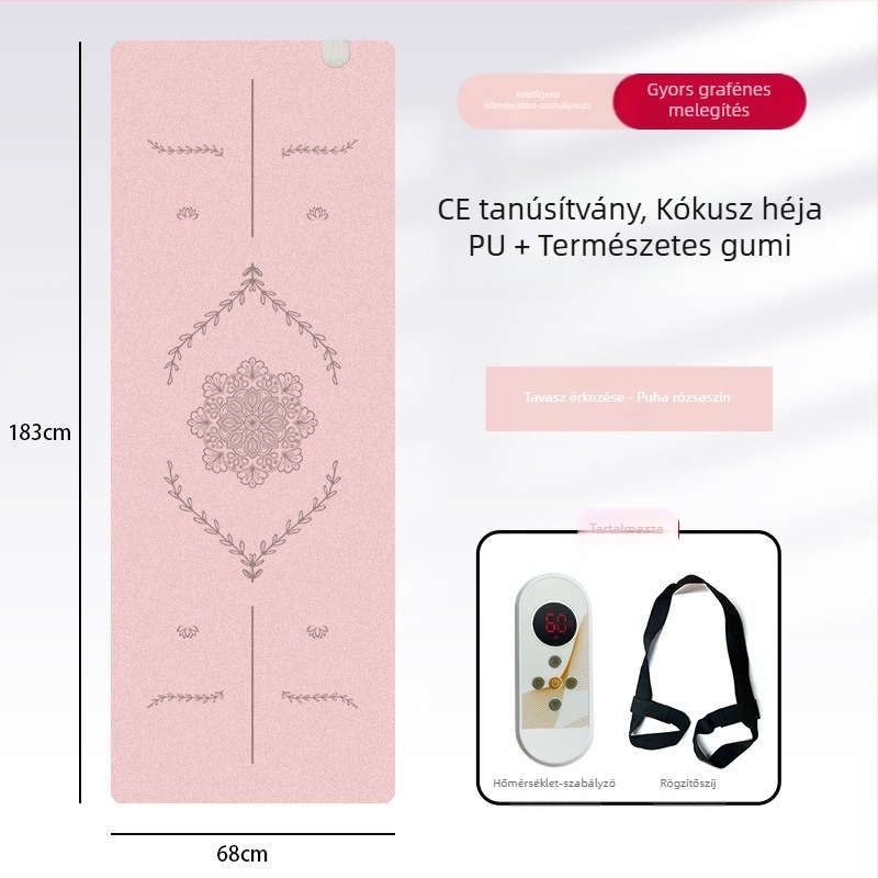 Grafén melegítő jóga matrac PU+gumiból, csúszásmentes, 5 mm, 3500 g