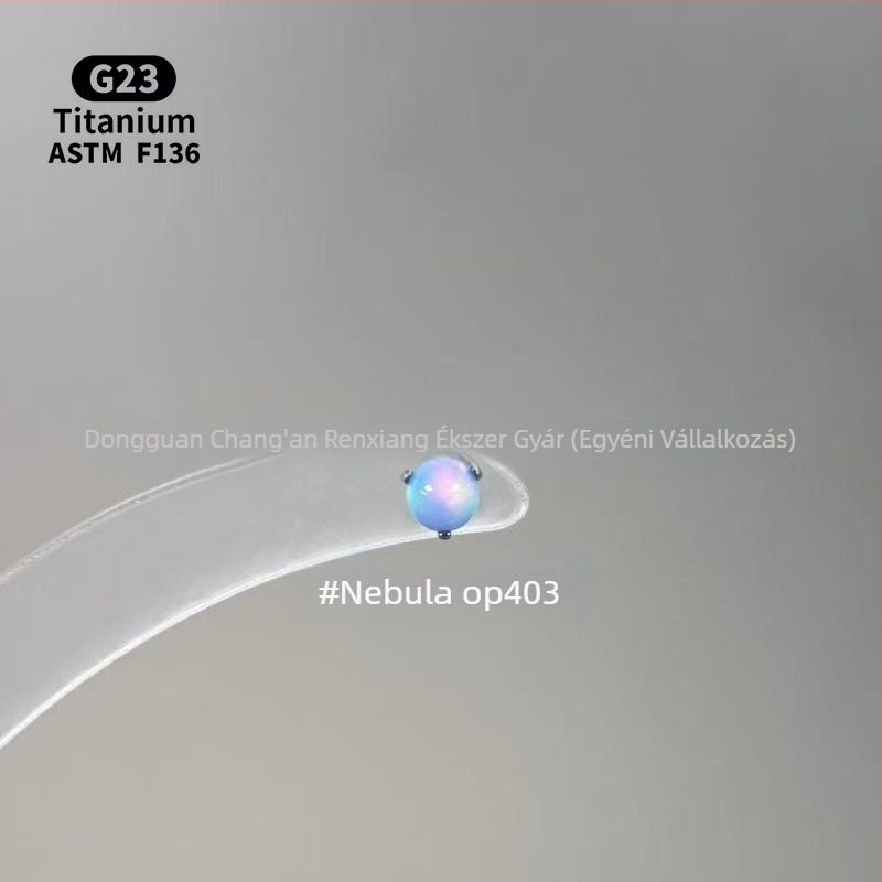 Uniszex geometriás opál fül- és ajakszúrók F136 titánötvözetből, polírozott felület, belső menet