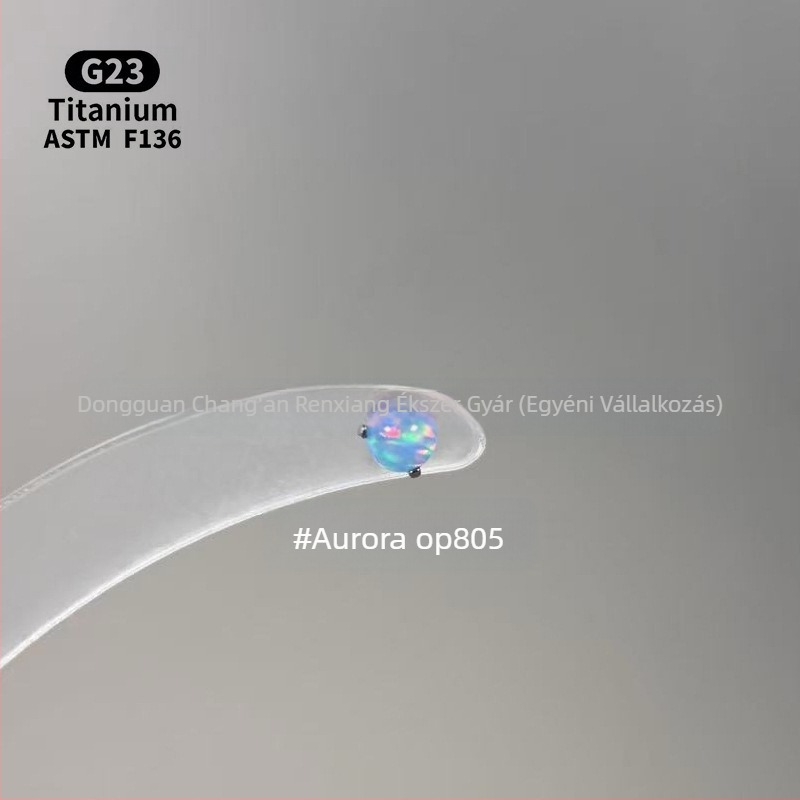 Uniszex geometriás opál fül- és ajakszúrók F136 titánötvözetből, polírozott felület, belső menet