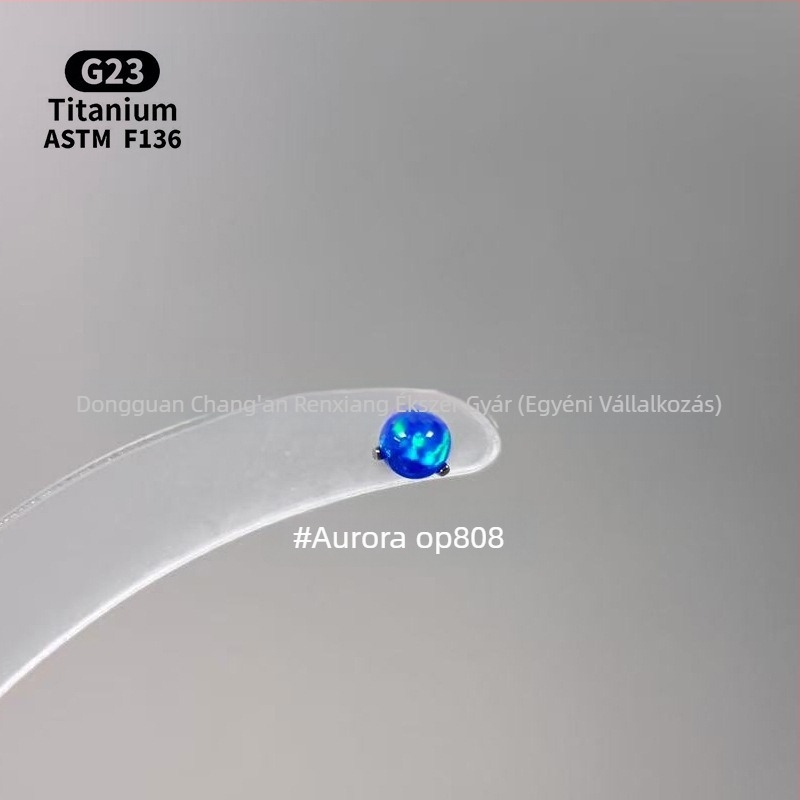 Uniszex geometriás opál fül- és ajakszúrók F136 titánötvözetből, polírozott felület, belső menet