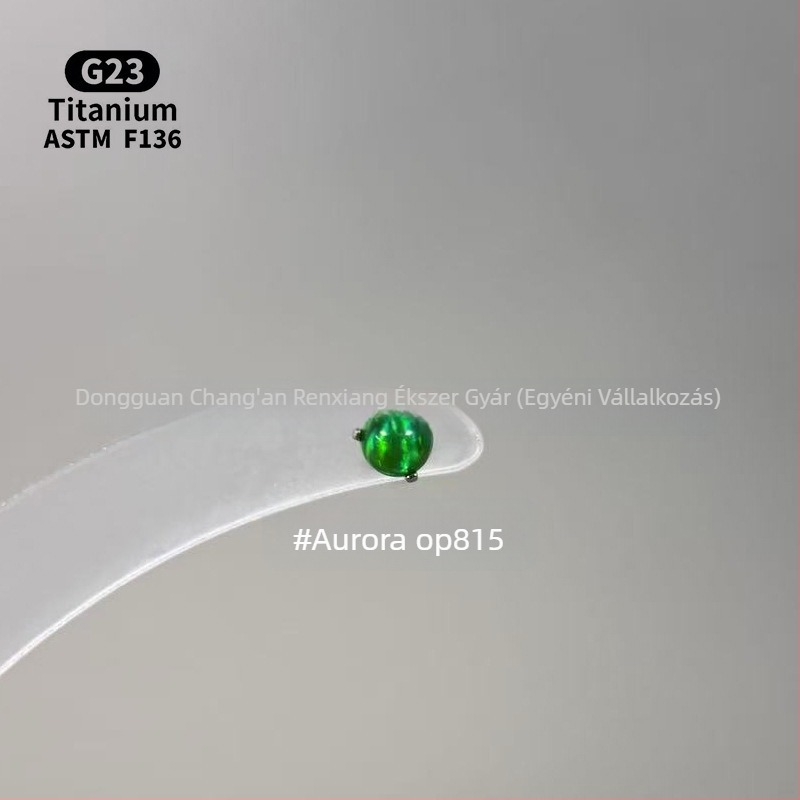 Uniszex geometriás opál fül- és ajakszúrók F136 titánötvözetből, polírozott felület, belső menet