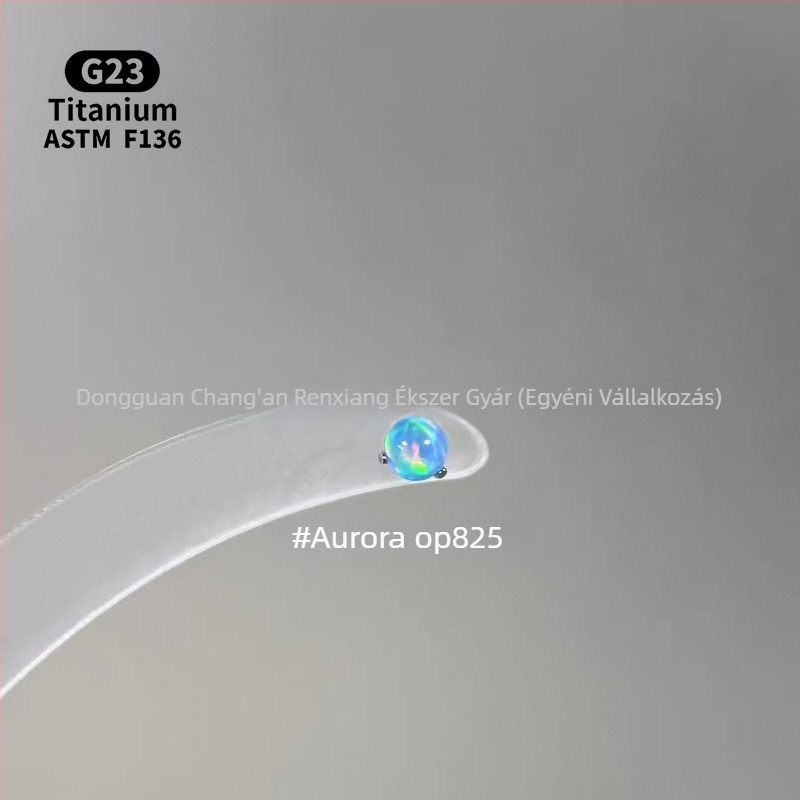 Uniszex geometriás opál fül- és ajakszúrók F136 titánötvözetből, polírozott felület, belső menet