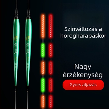 Elektronikus úszó világítóval, harapásjelzővel, színváltó testtel, rövid lábú, karcsú testű, nappali és éjszakai használatra