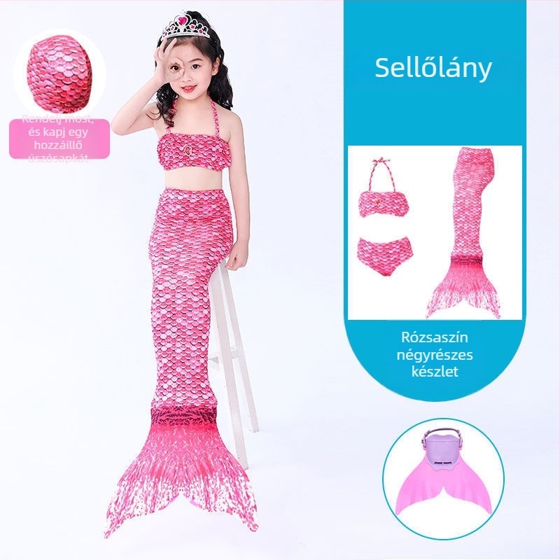 Lányoknak szóló sellőfarok Hercegnőruha és úszóruha készlet • Anyag: nylon • Vinylon 96–100% külső • Belső: polipropilén 96–100%