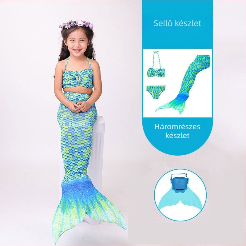 Lányoknak szóló sellőfarok Hercegnőruha és úszóruha készlet • Anyag: nylon • Vinylon 96–100% külső • Belső: polipropilén 96–100%
