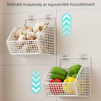 Fan lilin Falra szerelhető konyhai tároló kosár hagyma, gyömbér és fokhagyma számára — vasból készült, művészi kivitelezésű anyag, többfunkciós fűszer rendező, Modell 2111749679531788672