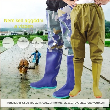 Unisex esőcsizmák magas csővel, pamut felsőrésszel, PVC talppal, csúszásmentes