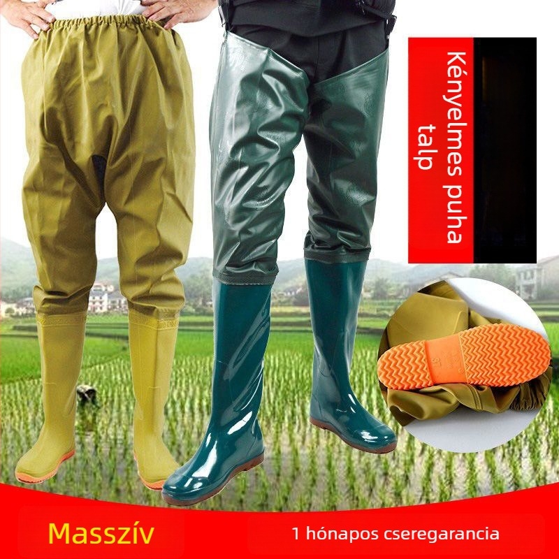 Unisex esőcsizmák magas csővel, pamut felsőrésszel, PVC talppal, csúszásmentes