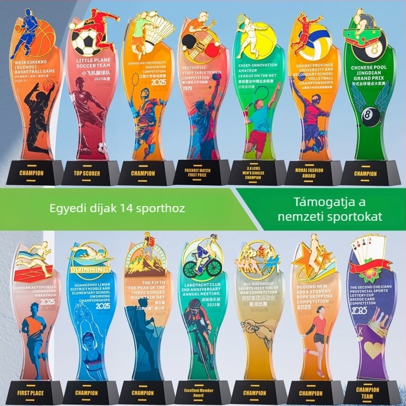 Sport kristály trófea testreszabható logóval, tömeg körülbelül 1 kg, Hanghao