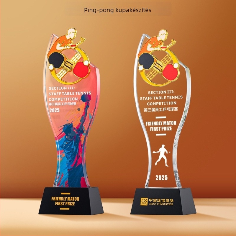 Sport kristály trófea testreszabható logóval, tömeg körülbelül 1 kg, Hanghao