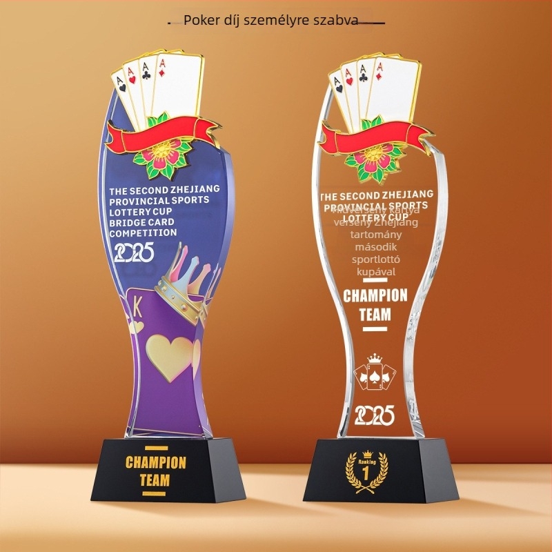 Sport kristály trófea testreszabható logóval, tömeg körülbelül 1 kg, Hanghao