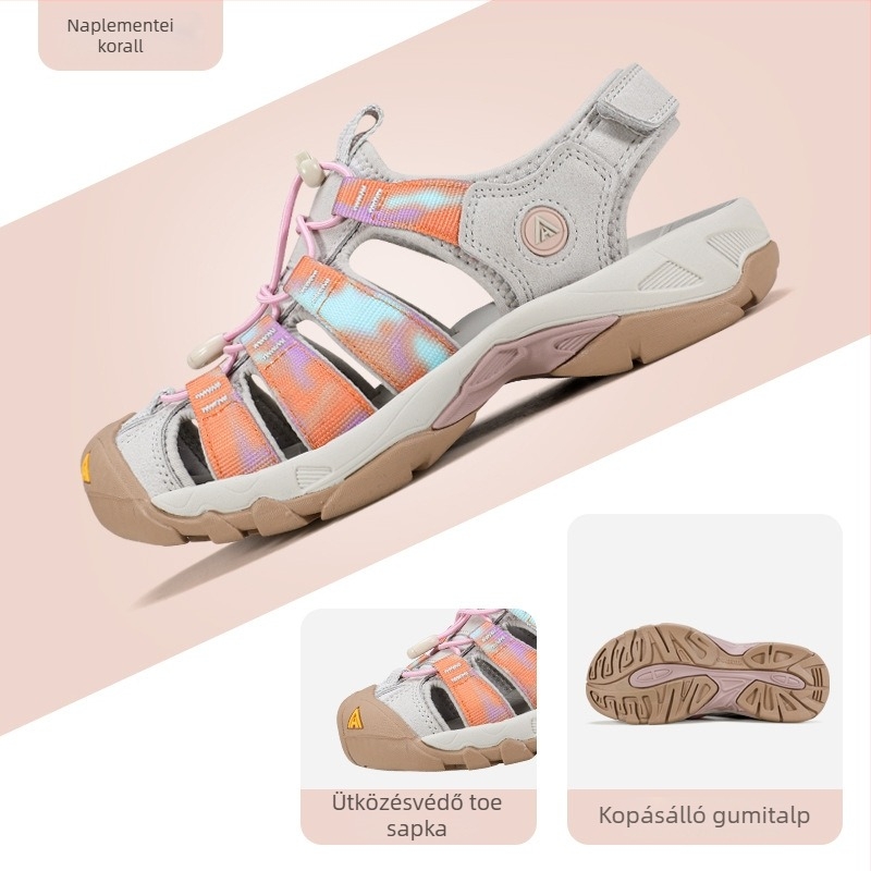 Folyómenti túracipő Velcro-zárással, csúszásmentes talp, felsőrész nylon+bőr, belső háló, alacsony szárú