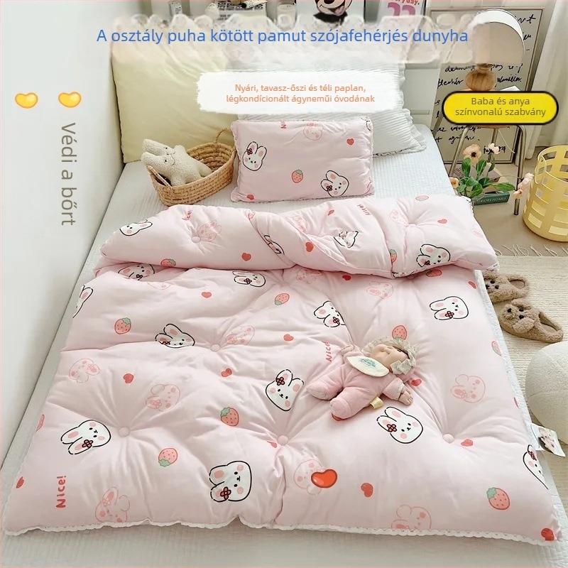 Gyerekeknek készült kötött pamut pléd szója rost töltettel, rajzfilm stílus (1.0–1.5 kg; minden évszak; anyag sűrűség 133×76; anyag: kötött pamut; töltet: szója rost)