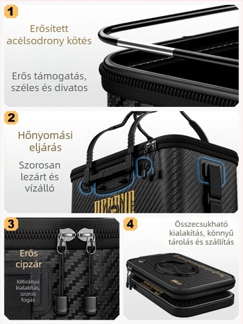 Élő halak számára készült, összecsukható, kemény falú EVA-anyagú halas vödör