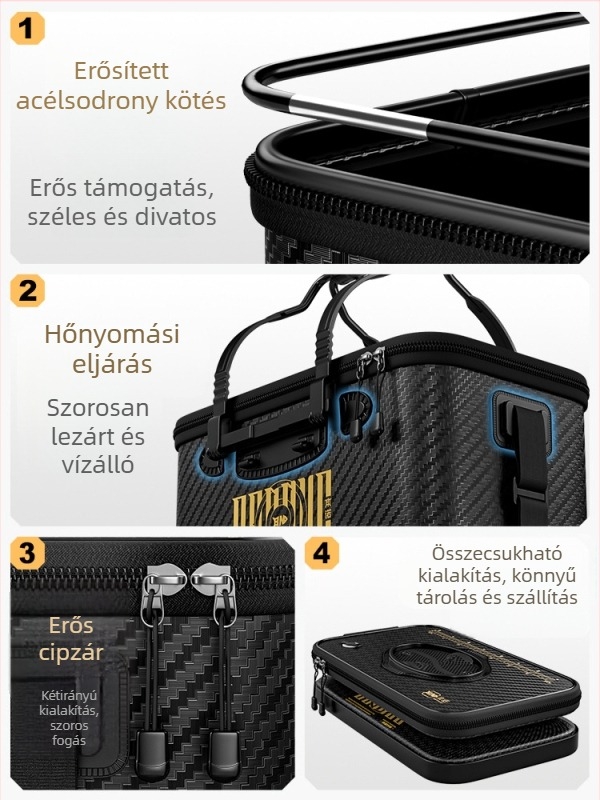 Élő halak számára készült, összecsukható, kemény falú EVA-anyagú halas vödör