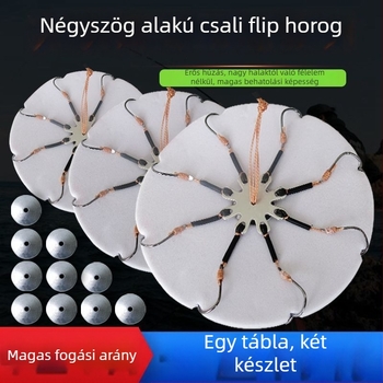 Horgászhorog-készlet – nyolcszárnyú horog, kampó nélkül, forgólemez és négyzet alakú csalétek tengeri horgászatához