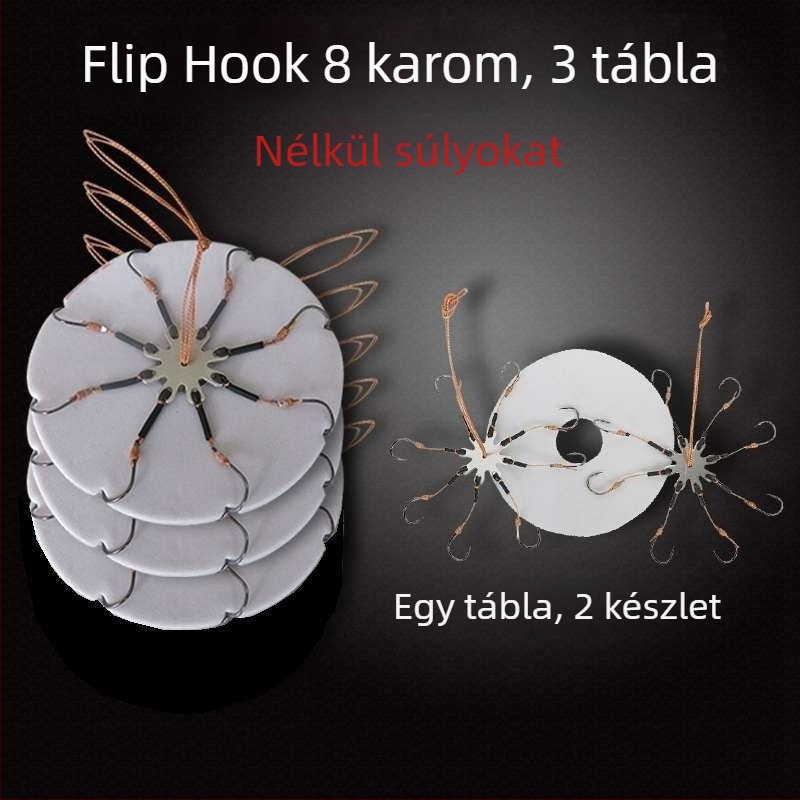 Horgászhorog-készlet – nyolcszárnyú horog, kampó nélkül, forgólemez és négyzet alakú csalétek tengeri horgászatához