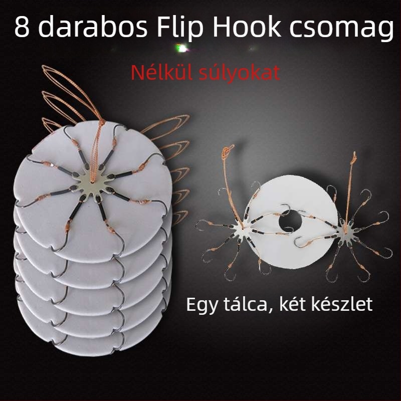 Horgászhorog-készlet – nyolcszárnyú horog, kampó nélkül, forgólemez és négyzet alakú csalétek tengeri horgászatához