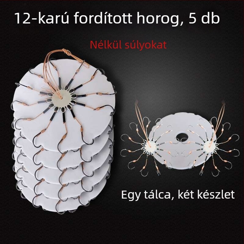 Horgászhorog-készlet – nyolcszárnyú horog, kampó nélkül, forgólemez és négyzet alakú csalétek tengeri horgászatához