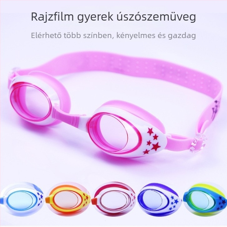 Gyerekeknek szóló szilikon úszósapka és antifog úszószemüveg készlet, polikarbonát lencsékkel, cápa dizájnnal