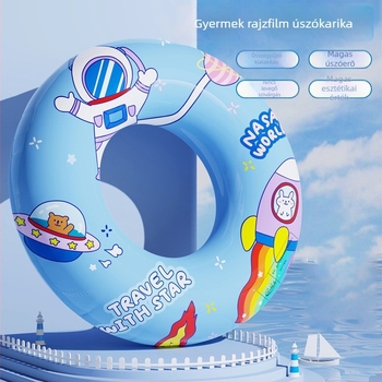 Gyerekeknek szóló úszó gyűrű karikatúra mintával, környezetbarát PVC, 20 silk vastagságú, felfújható
