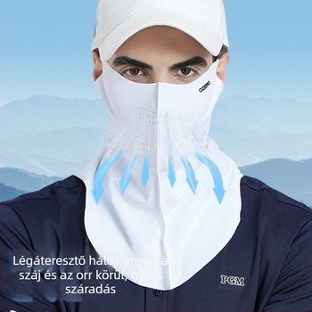 OZERO Ice Silk napsugárzás elleni maszk nyakvédővel kültéri kerékpározáshoz — gyorsan száradó, lélegző, ultra-könnyű, szélálló, árnyékoló; Anyag: 85% nylon + 15% spandex