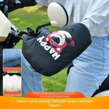 Elektromos motorkerékpár kormányvédő téli fleece-bélésével, vastag meleg PVC-vel vízálló