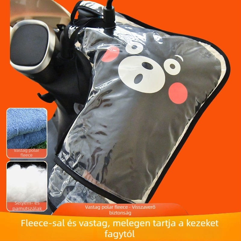 Elektromos motorkerékpár kormányvédő téli fleece-bélésével, vastag meleg PVC-vel vízálló