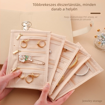 Új nagy bőr ékszertároló, oxidáció elleni védelem, testreszabható utazó clutch velúr zacskóval