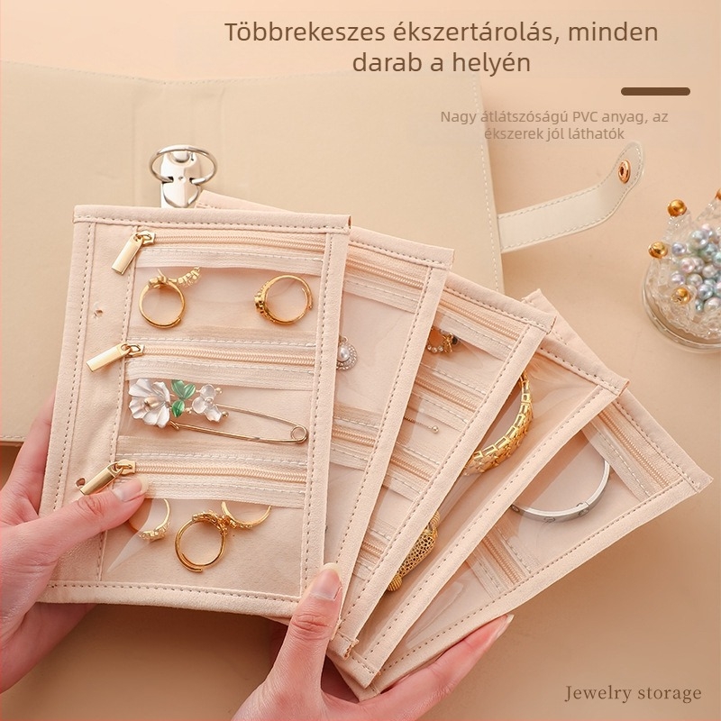 Új nagy bőr ékszertároló, oxidáció elleni védelem, testreszabható utazó clutch velúr zacskóval
