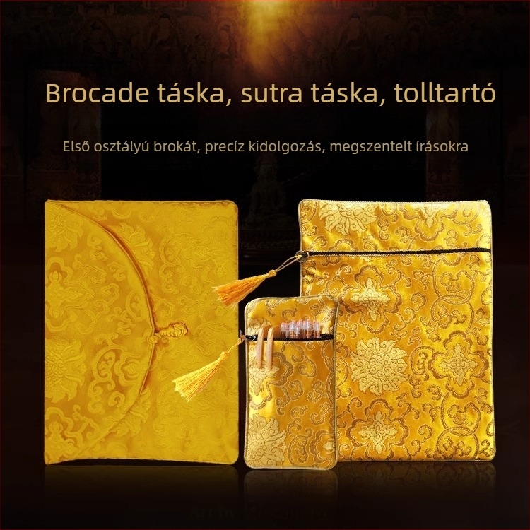Sutra textil táska cipzárral és csattal, írásos anyagok tárolására (kategória: ékszertáska; anyag: egyéb)