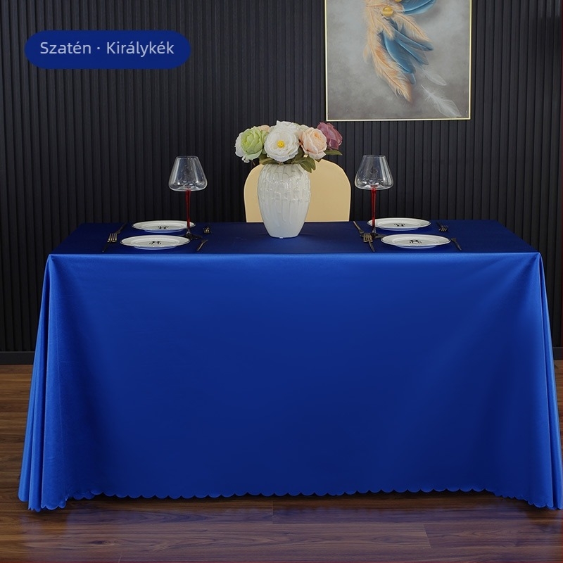 Szállodai luxus konferenciaasztalterítő, téglalap alakú, fehér, vastagított