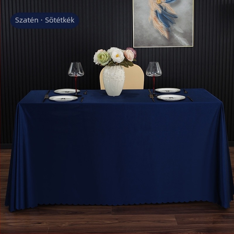 Szállodai luxus konferenciaasztalterítő, téglalap alakú, fehér, vastagított
