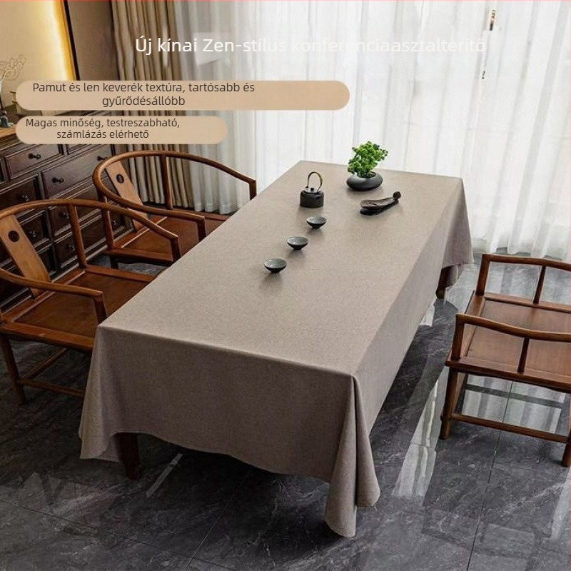 Téglalap alakú asztalterítő teázáshoz, pamut-len, egyszínű, modern minimalist stílus, prémium
