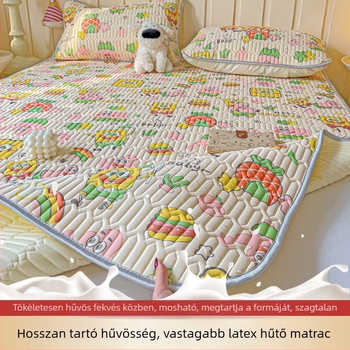 Természetes latexből készült jég-selyem ágynemű és hűtő matrac, 3-4 részes készlet, mosható, friss és elegáns stílus