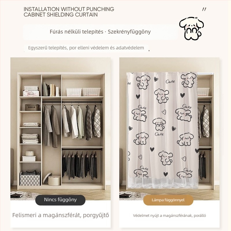 Vászonanyagú ajtófüggöny szekrényekhez — anyag: vászon, típus: textil ajtófüggöny, modern minimalist stílus, tájkép mintázat