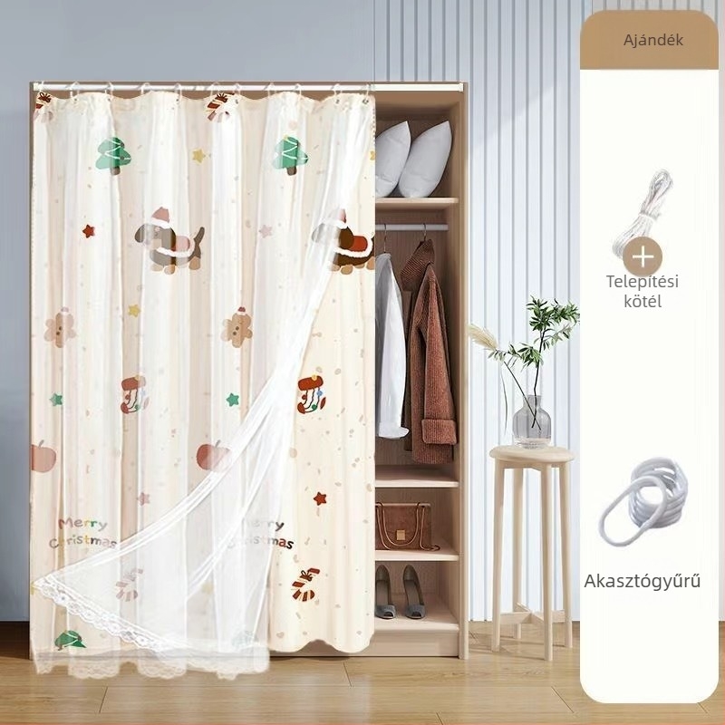 Vászonanyagú ajtófüggöny szekrényekhez — anyag: vászon, típus: textil ajtófüggöny, modern minimalist stílus, tájkép mintázat