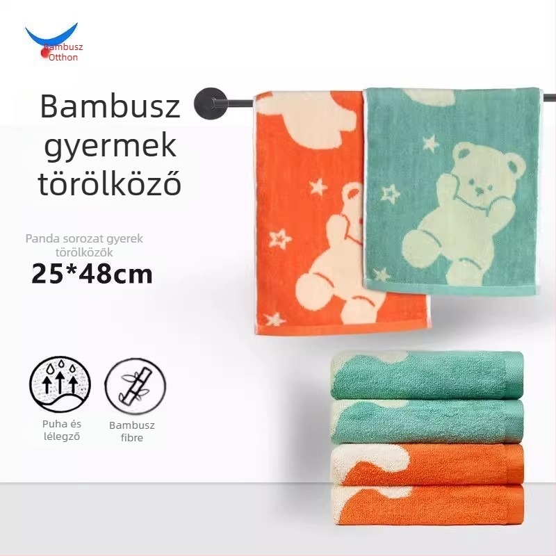 Gyerekeknek szóló bambuszrost arc törölköző – Jacquard, 55 g, izzadságfelszívó 5–10 s, karikatúrás dizájn
