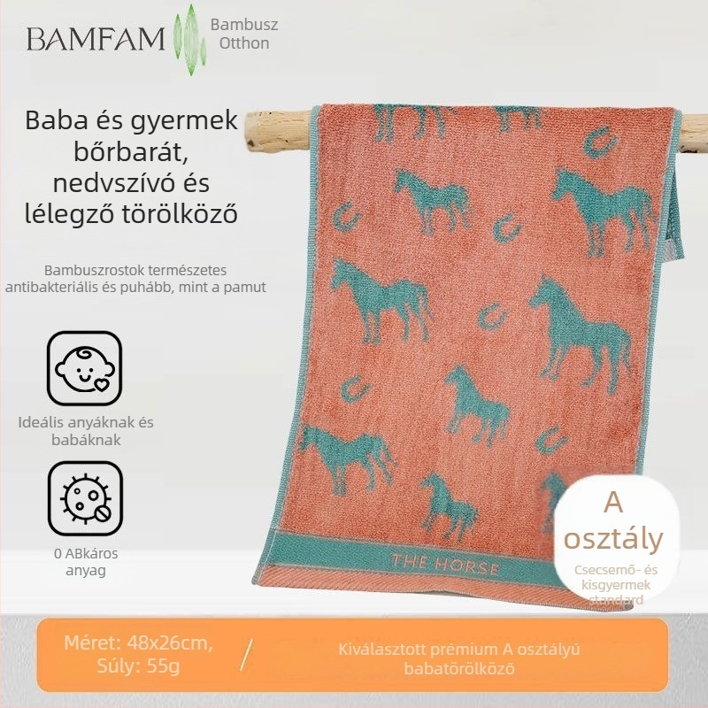 Gyerekeknek szóló bambuszrost arc törölköző – Jacquard, 55 g, izzadságfelszívó 5–10 s, karikatúrás dizájn
