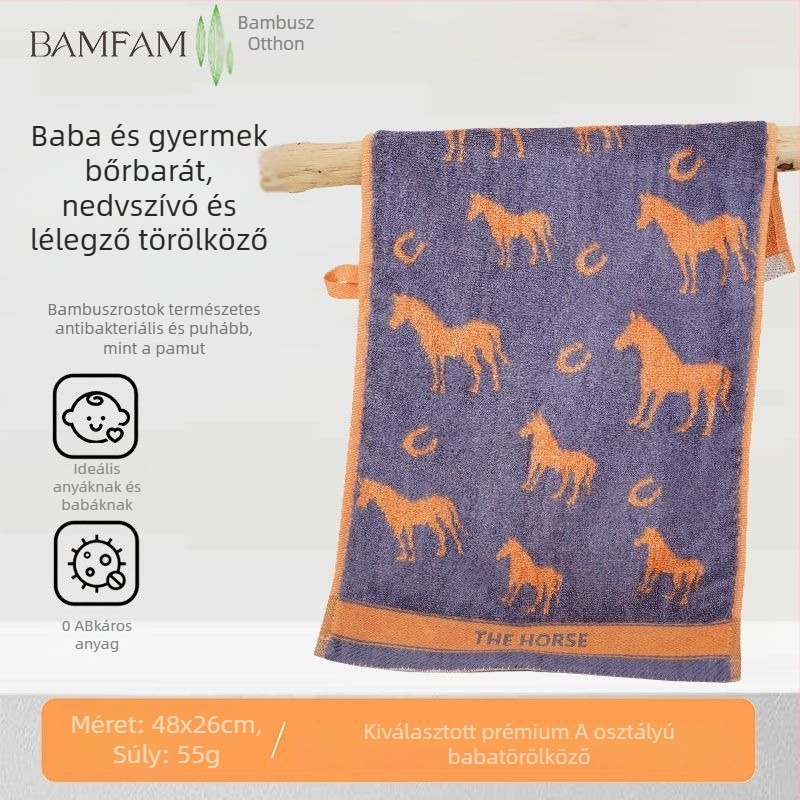 Gyerekeknek szóló bambuszrost arc törölköző – Jacquard, 55 g, izzadságfelszívó 5–10 s, karikatúrás dizájn
