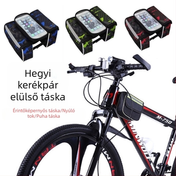 MTB kerékpáros táska készlet: külső felsőcső táska, érintőképernyős táska, felső cső táska, vízálló nyeregtáska