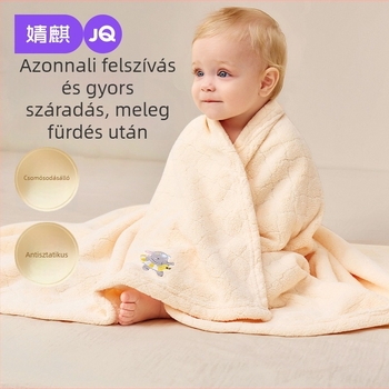 Baba fürdőlepedő – újszülött, korall fleece, 100–120 g, szegélyezés, Joyncleon/Jingqi