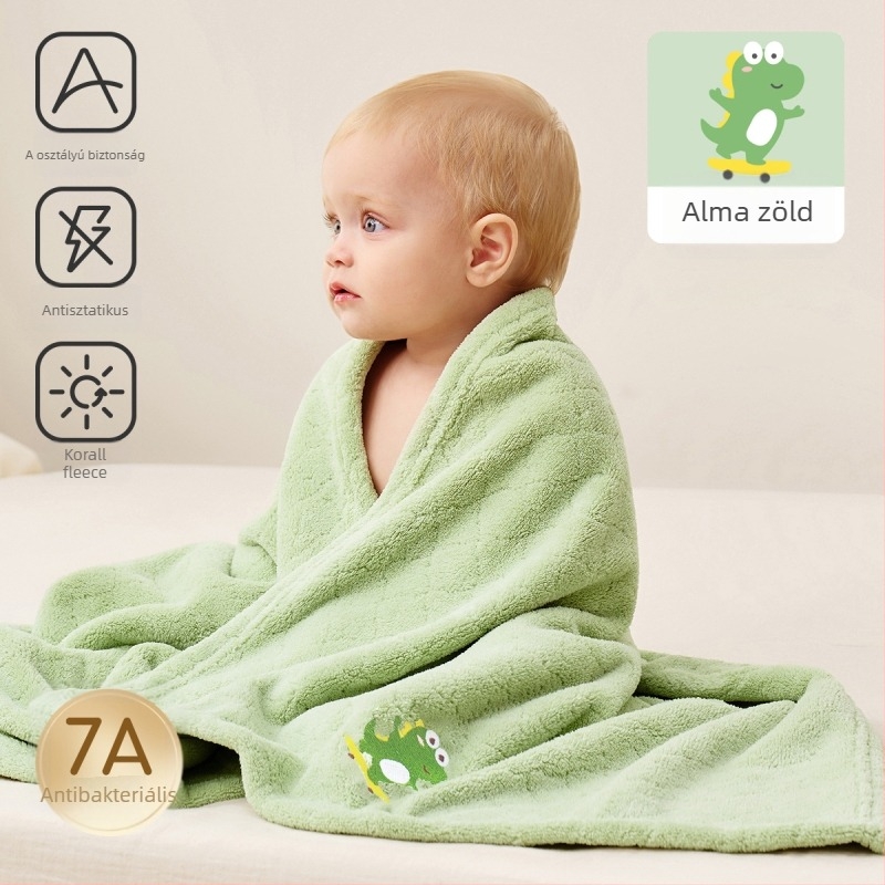 Baba fürdőlepedő – újszülött, korall fleece, 100–120 g, szegélyezés, Joyncleon/Jingqi