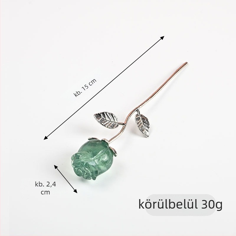 Rózsa alakú kristálydísz – nyers kő, modern minimalista stílus, természetes kristály