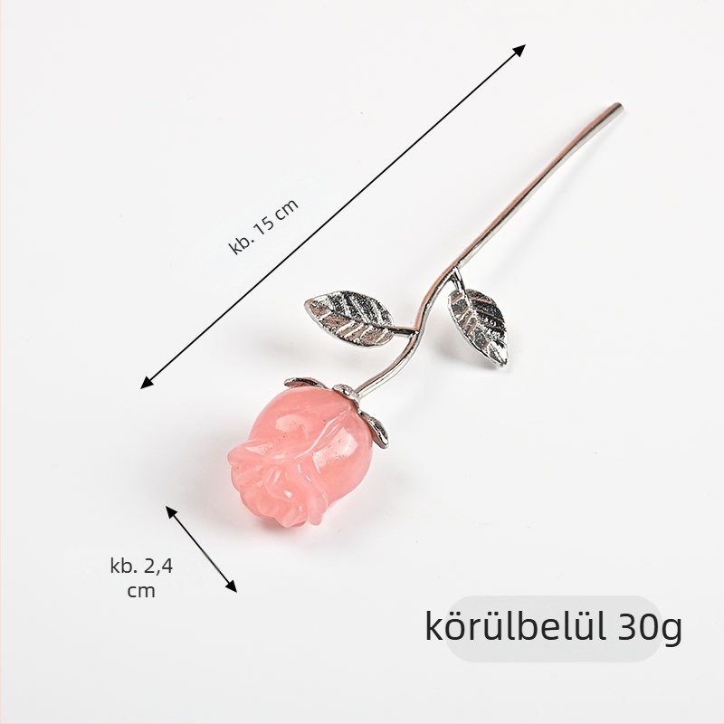 Rózsa alakú kristálydísz – nyers kő, modern minimalista stílus, természetes kristály