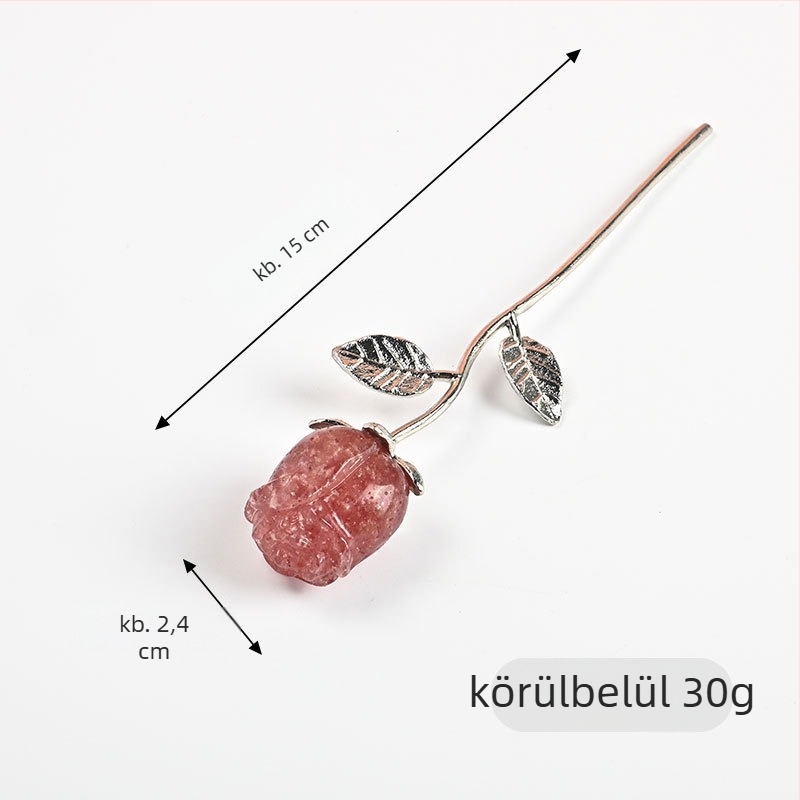 Rózsa alakú kristálydísz – nyers kő, modern minimalista stílus, természetes kristály